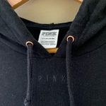 PINK - Victoria's Secret PINK Victoria’s Secret Black Cropped Cut Out Back Hooded Sweatshirt Size Small Photo 2