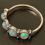 Women simulated opal silver plated ring size 6.75 Photo 2