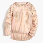 J.Crew NEW Funnelneck top in cotton poplin size 8 Stripe Pink Photo 0