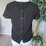 Theory COPY -  Eyelet Short Sleeve Back Button Blouse Photo 5