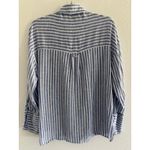 ZARA  Top Womens XS Blue White Stripe Linen Button Down Coastal Beachy Minimalist Photo 1