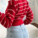 Cider Red Stripe Zip Up Sweater Photo 2