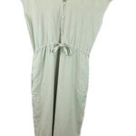 Anthropologie Cloth & Stone Linen Wide Leg Drawstring Waist Jumpsuit | Sage | XS Photo 0