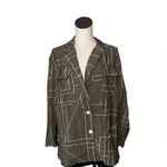 ZARA NWOT  Geometric Olive Green Art Blouse Jacket Lightweight Bloggers Fave M Photo 11