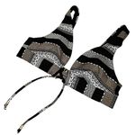 Black & Tan Stripe Bohemian Style Bathing Suit Bikini Top Gold Women’s Small Fit Photo 0