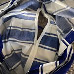 Milly NWT  Italia‎ Capri Royal Blue Pleated Striped Dress. Size 12 Photo 8