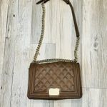 Bebe -  brown quilted pattern purse with gold strap crossbody Photo 4