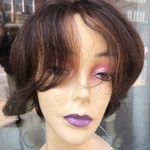 Human hair chestnut brown highlights short wig bob Photo 1