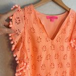 Lilly Pulitzer Orange Eyelet Lace Pom Top Preppy Cottage Summer Girly Vacation Photo 1