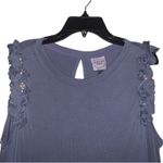 Violet Weekend Asymmetrical Ruffle Pearl Crystal Sleeveless Shift Dress ViVi L Blue Size L Photo 2