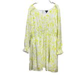 Torrid  White Neon Green Washable Gauze Long Sleeve Skater Dress Size 3X‎ Photo 4