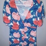 Modcloth Pepaloves Pomegranate Printed Shirt Dress Blue/Pink Size Large Photo 0