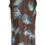 PaperMoon Hawaiian Tropical Palm Leaves Mocha Midi Side Slits Slip Dress L Photo 0