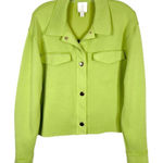 Joie  Medium Jacket Bright Green Snap Closures Collar Stretch Solid Knit‎ 591 Photo 0