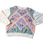 Alfred Dunner Vintage Floral Geometric Sweater Pastel multicolor Size 44 Photo 0