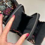 Floral Crossbody Bag Purse Zipper Closure Snap Button Black Phone Holder NEW Photo 6