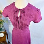 Brooks Brothers ♨️ Linen Pintuck Ruffle Bib Dress Plum – Size 6🧡 Photo 1