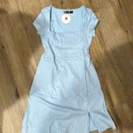 NWT Casly Lamiit Square Neck Short Sleeve Mini Dress Y2K Party Club Side Slit Blue Photo 0