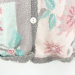 Floral Cottagecore Knit Cardigan Sweater Womens Grannycore Pastel Vintage Gray Size XL Photo 3