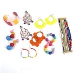 Hipanema Colorful‎ Pride Handmade Macrame Crochet Earrings Bracelets Lot Group Pink Photo 1