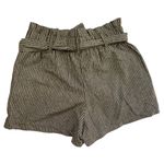 HAVE Black/White Striped Elastic Waist Fabric‎ Belt Shorts Size S Black Photo 1