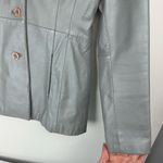 Vtg Y2K Brandon Thomas Leather Jacket Blazer Sz Small Grey Button Front Gray Photo 8