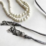 Stella & Dot Mara Pearl Statement Necklace Wrap Tie Long Sparkle Photo 6