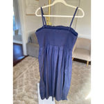 Old Navy  100% Cotton Midi Dress Navy Blue Smocked Cottagecore Prairie Coastal XL Photo 2