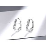 Boutique NEW White Gold-Plated S925 Simulated Diamond Heart Hoop Earrings, 14mm Photo 8