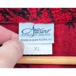 Artisan Sunschein Designs Fleece Jacket Womens XL Acrylic Red Black Cardinal VTG Photo 3