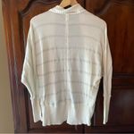 EXPRESS White And Silver Striped Knot Batwing Circle Open Face Cardigan Sweater Photo 3