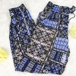 Joe B  Boho Blue Pattern Stretchy Light Joggers Size Small Rayon Photo 0