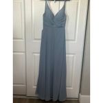 Azazie NWT  Davis Bridesmaid Dress Chiffon Long Formal Gown Dusty Blue‎ A4 Photo 1