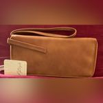 Free People Brown Vegan Leather Wristlet/Zip Around Wallet, 8”x4”. NWT Photo 1