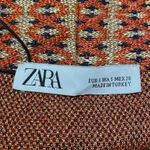 ZARA Women's Multicolor Metallic Knit Argyle Long Open Cardigan Sweater Top S Photo 3