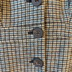 Banana Republic Plaid Wool Blend Peplum Coat Jacket | Blue Tan | Size 2 Photo 2