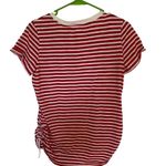 Liz Claiborne white red striped short sleeve medium crew neck rouged sides Photo 3