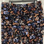 Versona  Floral Boot Cut Corduroy Pants Black and Blue Photo 1