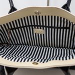 Kate Spade Southport Avenue Linda Two-Tone Leather Tote Buttermilk Midnight Bag Photo 5