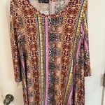 Kim & Cami Women's 1X Multicolor Tunic Dress Knee Length Plus Casual Pink Photo 2