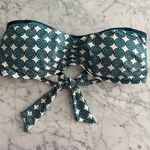 Ann Taylor Tile Print Shirred Bandeau Bikini Top Oasis teal blue green Photo 1