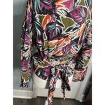 NWT Madison Tropical Print Wrap/Tie Shirt, Large Green Photo 4