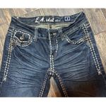 LA Idol Jeans Womens Size 1 TALL Dark Wash Bling Low Rise Bootcut Denim Y2K Stud Blue Photo 2