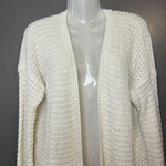 Forever 21 Sweater Cardigan Womens Medium White Open Knit Pockets Long Sleeve Photo 0