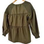 Anthropologie NWT Mare Mare Renee Smocked Tunic Green Blouse Size MP Photo 3