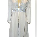 Linea Donatella NWT White Sheer Light Blue Nightgown Robe Size Small/Medium Photo 0