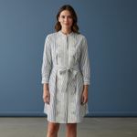 LOVER the Label Striped Shirt Dress Blue White Guipure Lace Trim Size 4 Photo 1