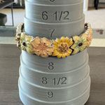 Enamel Jeweled Flower Bracelet Yellow Photo 3