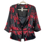 Alex Evenings  Black Red Rose Floral Print Jacket Camisole Set Women's XL Photo 0
