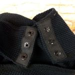 Topshop Bodysuit Womens 8-10 M Black Waffle Knit Puff Sleeve Cut Out Tie Front Photo 9